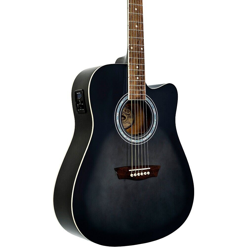 Washburn WA90CETB Trans Black Dreadnought Guitarra Acústica