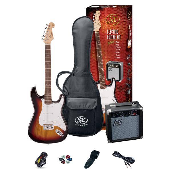 SX SE1 Pack Guitarra electrica strato Sunburst