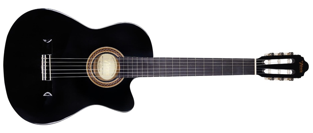 Valencia VC104HTCBK Guitarra Clásica Negra Cuerpo Estrecho