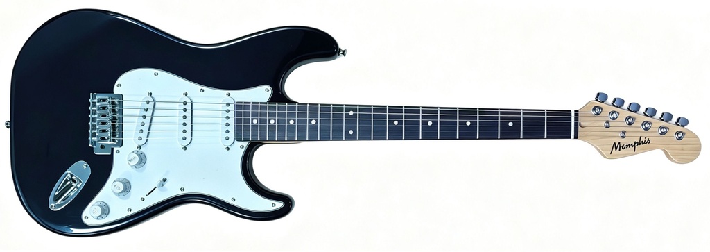 Memphis YSKG01BK Stratocaster Negra Guitarra Eléctrica
